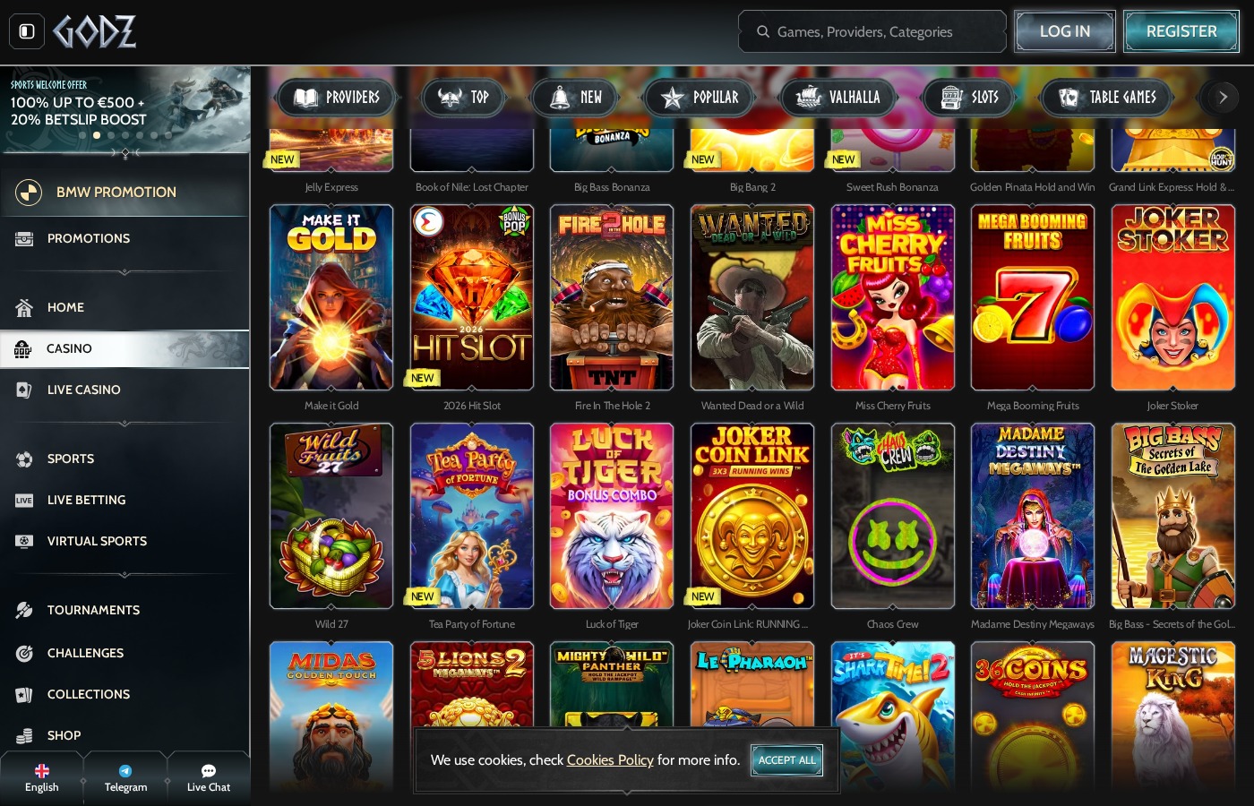 Godz Casino en línea 2026 - Tragamonedas, slots y juegos de casino